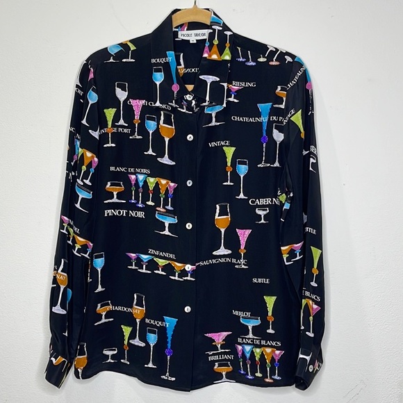 Nicole Taylor Wine Mom 90s Beaded Silk Blouse - Picture 10 of 10